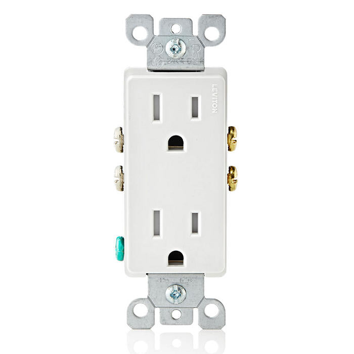 15-Amp 125-Volt, Tamper Resistant, Decora Duplex Receptacle, Straight Blade, Grounding, T5325