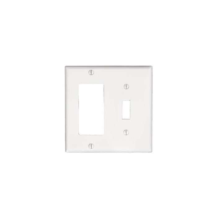 2-Gang Combination Wallplate, 1-Toggle and 1-Decora, Standard Size, Thermoset, White, 80405-W