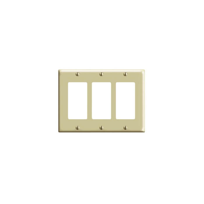 3-Gang Decora Wallplate, Midway Size, Thermoplastic Nylon, Ivory, PJ263-I