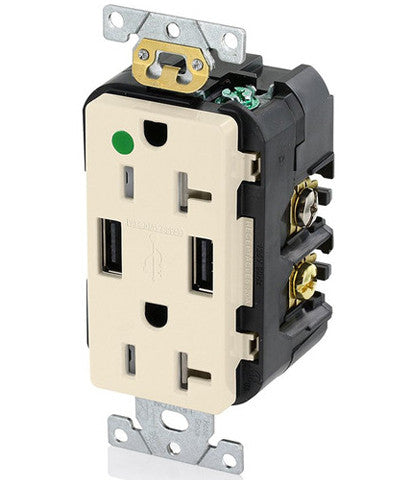 Hospital Grade USB Charger/Tamper-Resistant Duplex Receptacle, 20 Amp, T5832-HG_ - Leviton - 2