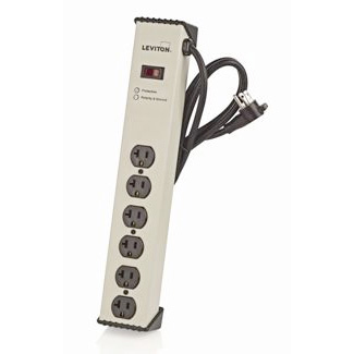 1449 3rd Edition, 125 Volt 20 Amp Surge Protected, 6-Outlet Strip w/Switch, 900 Joules, 6 Feet 12-3 SJT Cord Length, Aluminum Housing - BEIGE, 5100-IS2