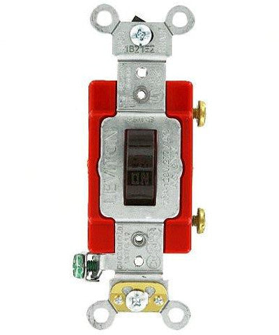 20 Amp, Toggle Single-Pole AC Quiet Switch, 120/277 Volt, Extra Heavy Duty Spec Grade, Self Grounding, Various Colors, 1221-2 - Leviton - 1