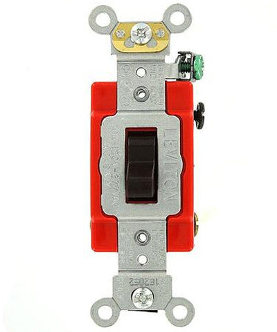 20-Amp, Toggle 4-Way AC Quiet Switch, 120/277-Volt, Extra Heavy Duty Grade, Self Grounding, Back and Side Wired, Various Colors, 1224-2 - Leviton - 1