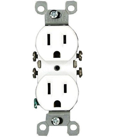 15 Amp 125 Volt, Co/Alr Duplex Receptacle, Straight Blade, Residential Grade, Grounding, Ivory/White, 12650 - Leviton - 2