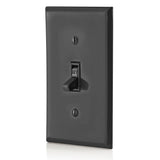 15 Amp, 120 Volt, Toggle Framed Single-Pole AC Quiet Switch, Residential Grade, Grounding, Quickwire Push-In & Side Wired, Black, 1451-2E