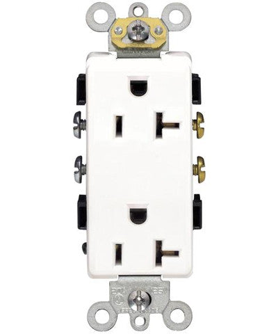 Decora Plus Duplex Receptacle, 20-Amp, Commercial Grade, White, 16352-W ...