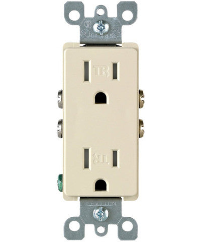 15 Amp 125 Volt, Tamper Resistant, Decora Duplex Receptacle, Straight Blade, Self Grounding, T5325-S - Leviton - 2