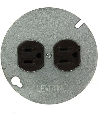 15 Amp, 125 Volt, Duplex Receptacle, with 4" Metal Cover, Residential Grade, Grounding, Brown, 1228 - Leviton