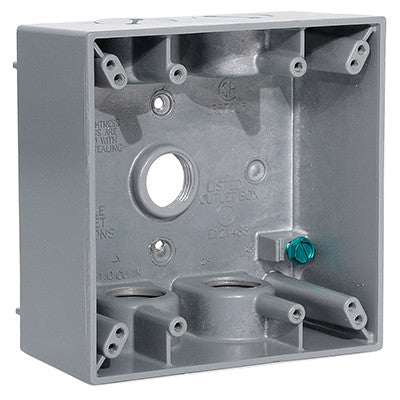 2-Gang Weatherproof Box with Five 1/2" Diameter Outlets, 2GM55-GY - Leviton