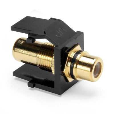RCA Feedthrough QuickPort Connector, Gold-Plated, Black Stripe, Black Housing, 40830-BEE - Leviton