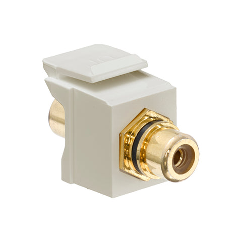 RCA Feedthrough QuickPort Connector, Gold-Plated, Black Stripe, Ivory Housing, 40830-BIE