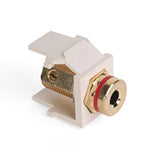 Banana Jack QuickPort Connector, Gold-Plated, Red Stripe, Light Almond Housing, 40837-BTR - Leviton