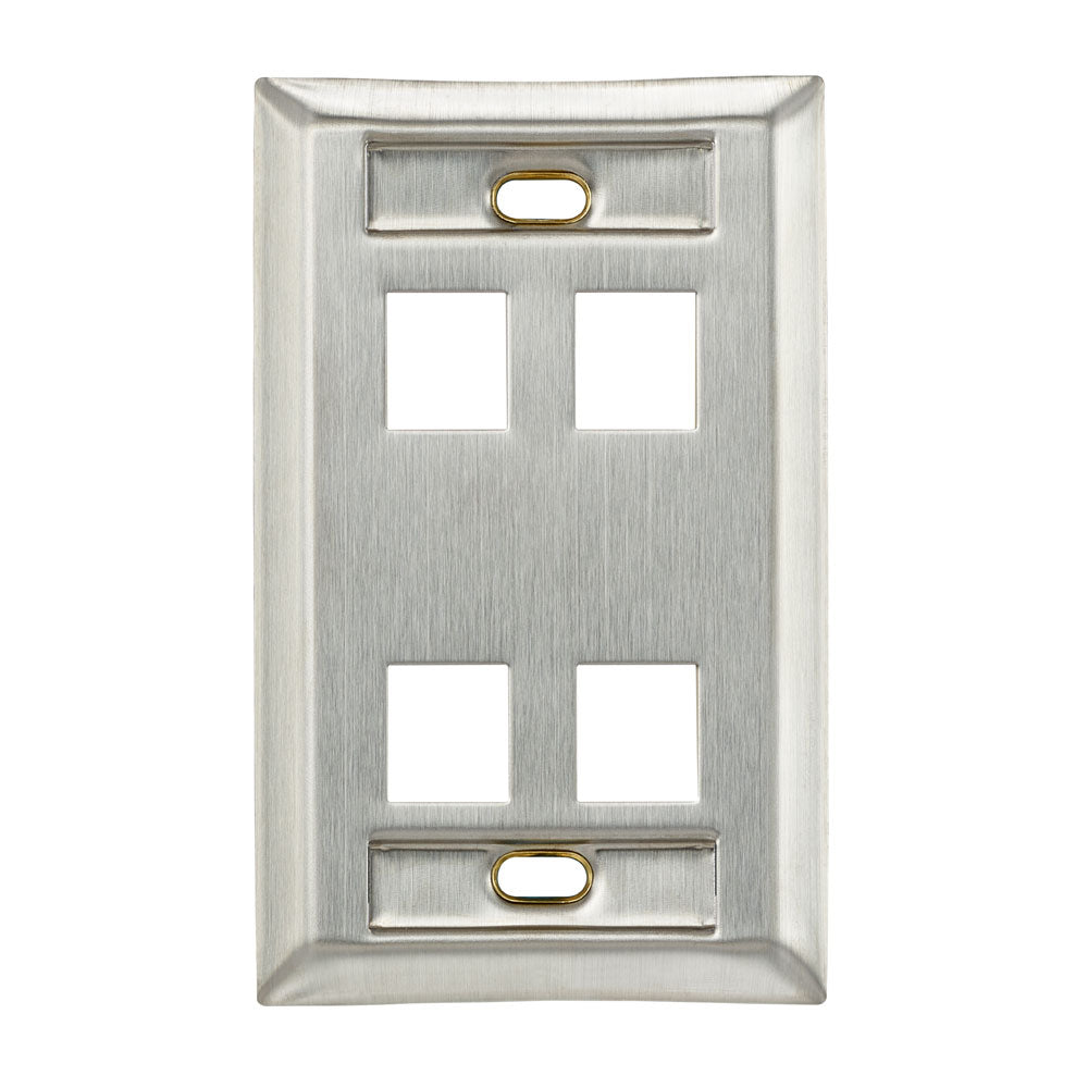 Stainless Steel QuickPort Wallplate, Single Gang, with Designation Windows, 43080