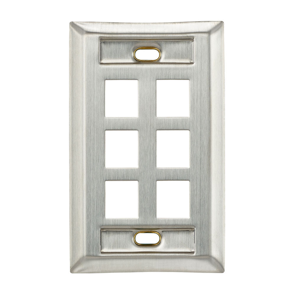 Stainless Steel QuickPort Wallplate, Single Gang, with Designation Windows, 43080