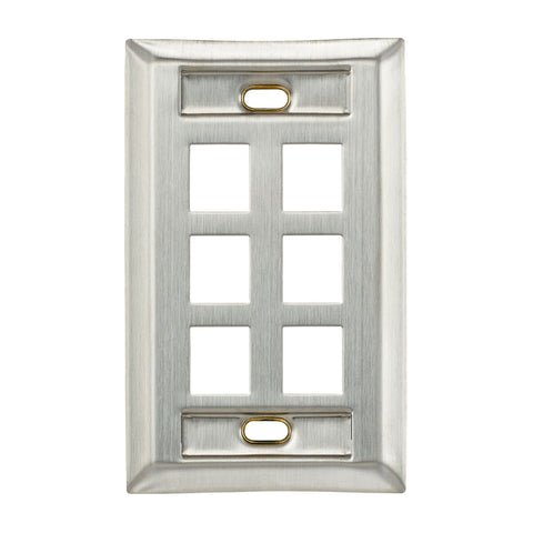 Stainless Steel QuickPort Wallplate, Single Gang, with Designation Windows, 43080