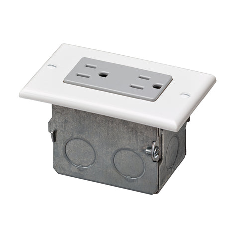 J-Box Kit Duplex Receptacle, Gray and White, 47605-ACN