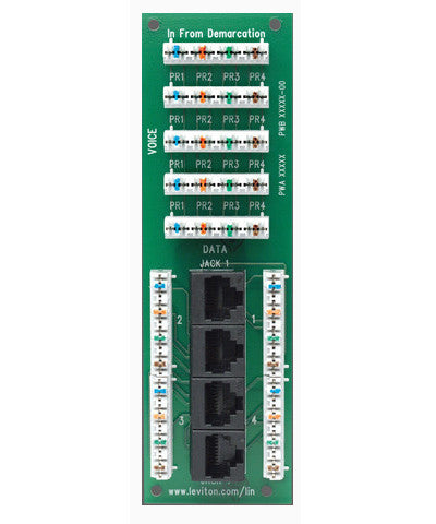 1 x 4 Combo Phone and Data Board, 47609-4DP - Leviton