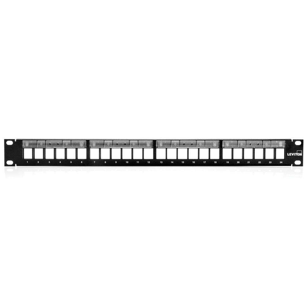 QuickPort Patch Panel with Magnifying Lens Label Holder, 24-Port, 1RU, Cable Management bar included, 49255-L24