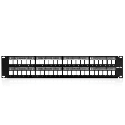 QuickPort Patch Panel with Magnifying Lens Label Holder, 48-Port, 2RU, Cable Management bar included, 49255-L48