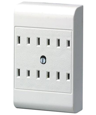 2 Wire 6 Outlet Adapter, White, 49687-W - Leviton