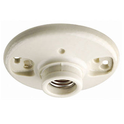 One-Piece Glazed Porcelain Outlet Box Mount, Incandescent Lampholder, White, 49875 - Leviton