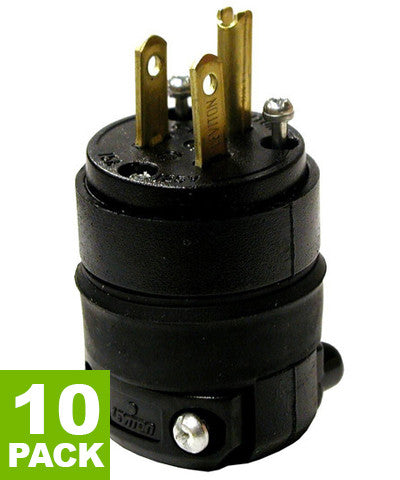 15 Amp Black Rubber Plug, 10-Pack, 515PR - Leviton