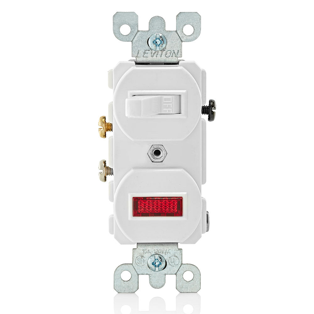 Duplex Style Single-Pole / Neon Pilot Combination Switch, 5226-W