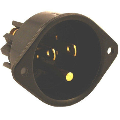 15 Amp, 125 Volt, Flanged Inlet Receptacle, Straight Blade, Commercial Grade, Grounding, Back Wired, Black, 5239 - Leviton