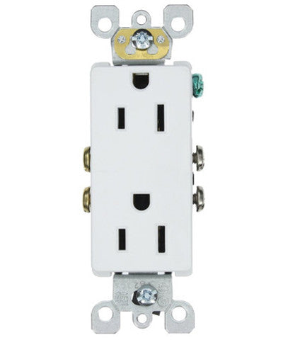 15 Amp 125 Volt, Decora Duplex Receptacle, Residential Grade, Self Grounding, Various Colors, 5325-S - Leviton - 1