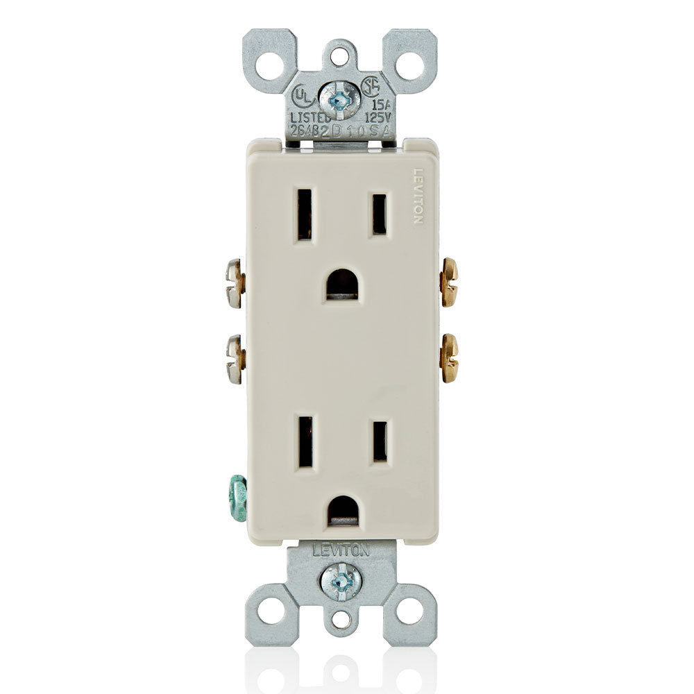 15-Amp 125-Volt, Decora Duplex Receptacle, Residential Grade, Grounding, Various Colors, 5325