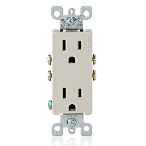 Outlet Socket, Decora Receptacle, 15 Amp, 125 Volt, Tamper Resistant,  Grounding with Wall Plates UL Listed White 50pack Micmi (15A)