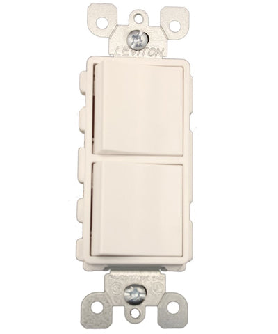 15 Amp, 120/277 Volt, Decora 3-Way / 3-Way AC Combination Switch, Commercial Grade, Grounding, Side Wired, 5643