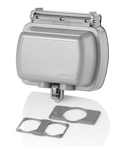 While-in-Use Cover for GFCI/Decora, Duplex & Single Outlet, Horizontal, Gray, 5981-UGY - Leviton