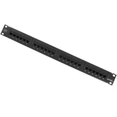 Universal GigaMax Cat 5e 24-Port Patch Panel w/Cable Management Bar, 5G596-U24 - Leviton