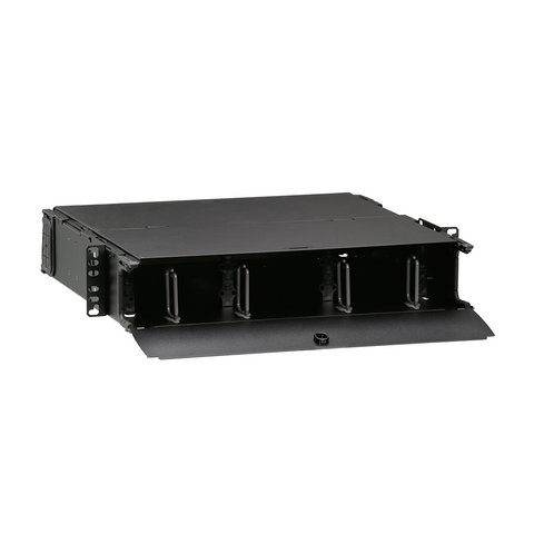 1000i SDX 2RU Distribution and Splice Enclosure, empty (no sliding tray); Accepts up to (6) SDX adapter plates or (6) SDX MTP cassettes and accepts up to (6) splice trays, 5R2UM-F06