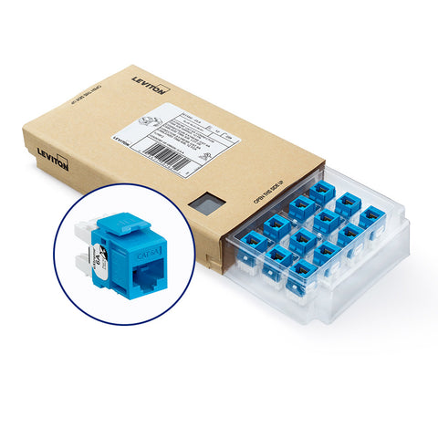 eXtreme Cat 6A QuickPort Jack, Channel-Rated, Blue, GreenPack 12-Pack (includes 12 jacks and 12 cones of silence), 6110G-CL6