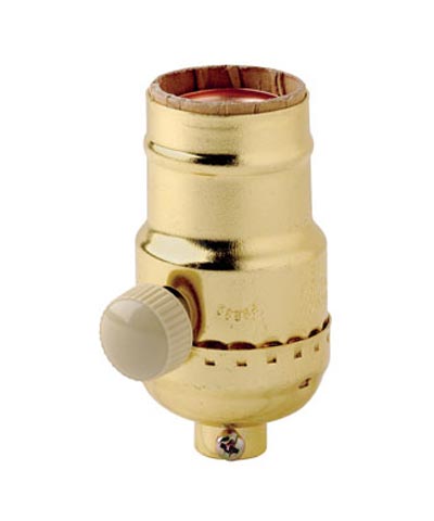 Incandescent Lampholder Socket Dimmer, Metal Finish, Brass Color, 6151
