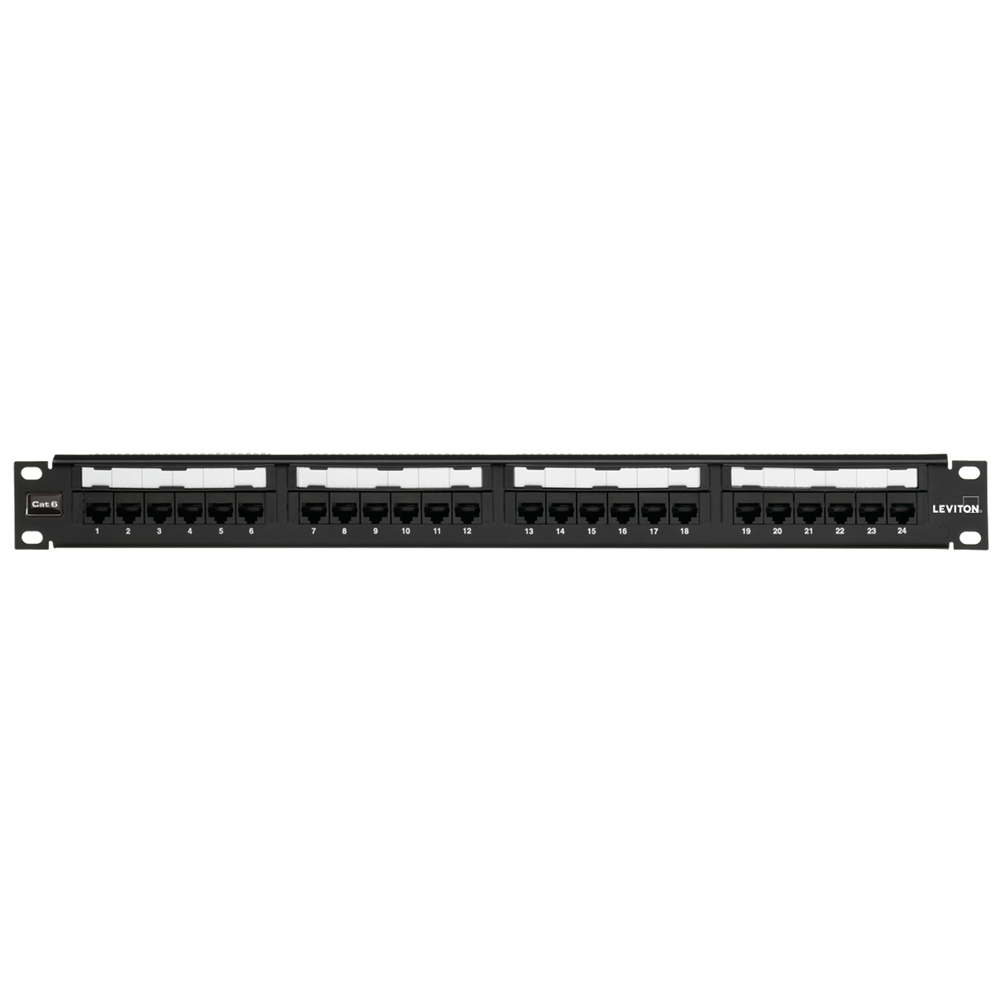Cat 6 Universal Patch Panel, 24-Port, 1RU. Cable management bar included, 69586