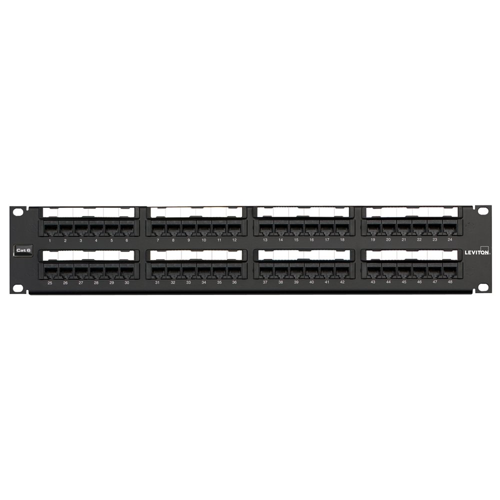 Cat 6 Universal Patch Panel, 24-Port, 1RU. Cable management bar included, 69586