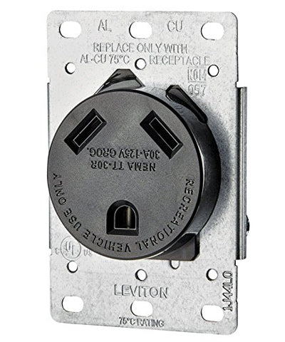 30 Amp, 125 Volt, Nema TT-30R, 2P, 3W, Flush Mtg Receptacle, Straight Blade, Industrial Grade, 7313-S00