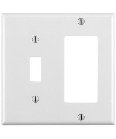 2-Gang 1-Toggle 1-Decora/GFCI Device Combination Wall Plate, Standard Size, Thermoset, Device Mount, 80405 - Leviton