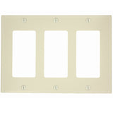 3-Gang Decora/GFCI Device Decora Wall Plate, Standard Size, Thermoplastic Nylon, Device Mount, 80411