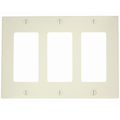 3-Gang Decora/GFCI Device Decora Wall Plate, Standard Size, Thermoplastic Nylon, Device Mount, 80411