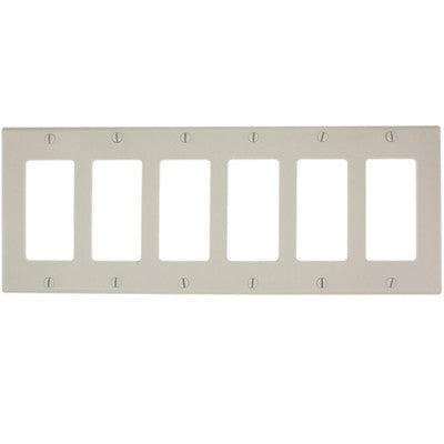 6-Gang Decora/GFCI Device Decora Wall Plate, Standard Size, Thermoset, Device Mount, 80436 - Leviton - 2