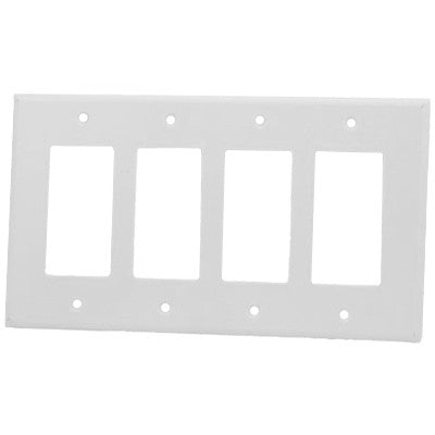 4-Gang Decora/GFCI Device Decora Wall Plate, Midway Size, Thermoset, Device Mount, 80612