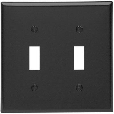 2-Gang Toggle Device Switch Wall Plate, Standard Size, Thermoplastic Nylon, Device Mount, Black, 80709-E - Leviton