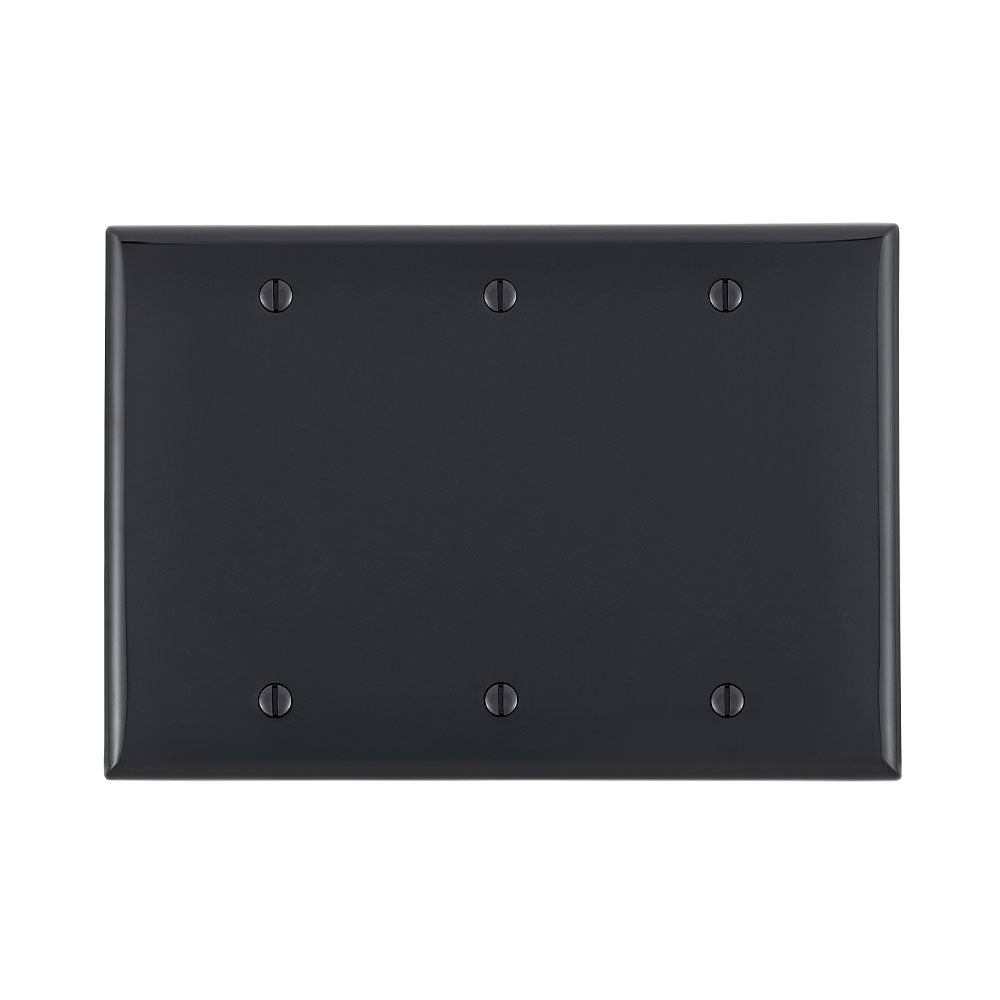 3-Gang No Device Blank Wallplate, Standard Size, Thermoplastic Nylon, Box Mount, Black, 80735-E