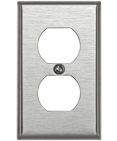 1-Gang Duplex Device Receptacle Wall Plate, Standard Size, Device Mount, Stainless Steel, 84003 - Leviton
