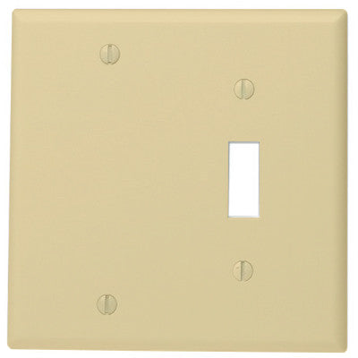 2-Gang 1-Toggle 1-Blank Device Combination Wall Plate, Standard Size, Thermoset, Box Mount, Ivory, 86006 - Leviton