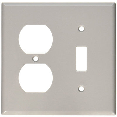 2-Gang 1-Toggle 1-Duplex Device Combination Wall Plate, Standard Size, Thermoset, Device Mount, Gray, 87005 - Leviton